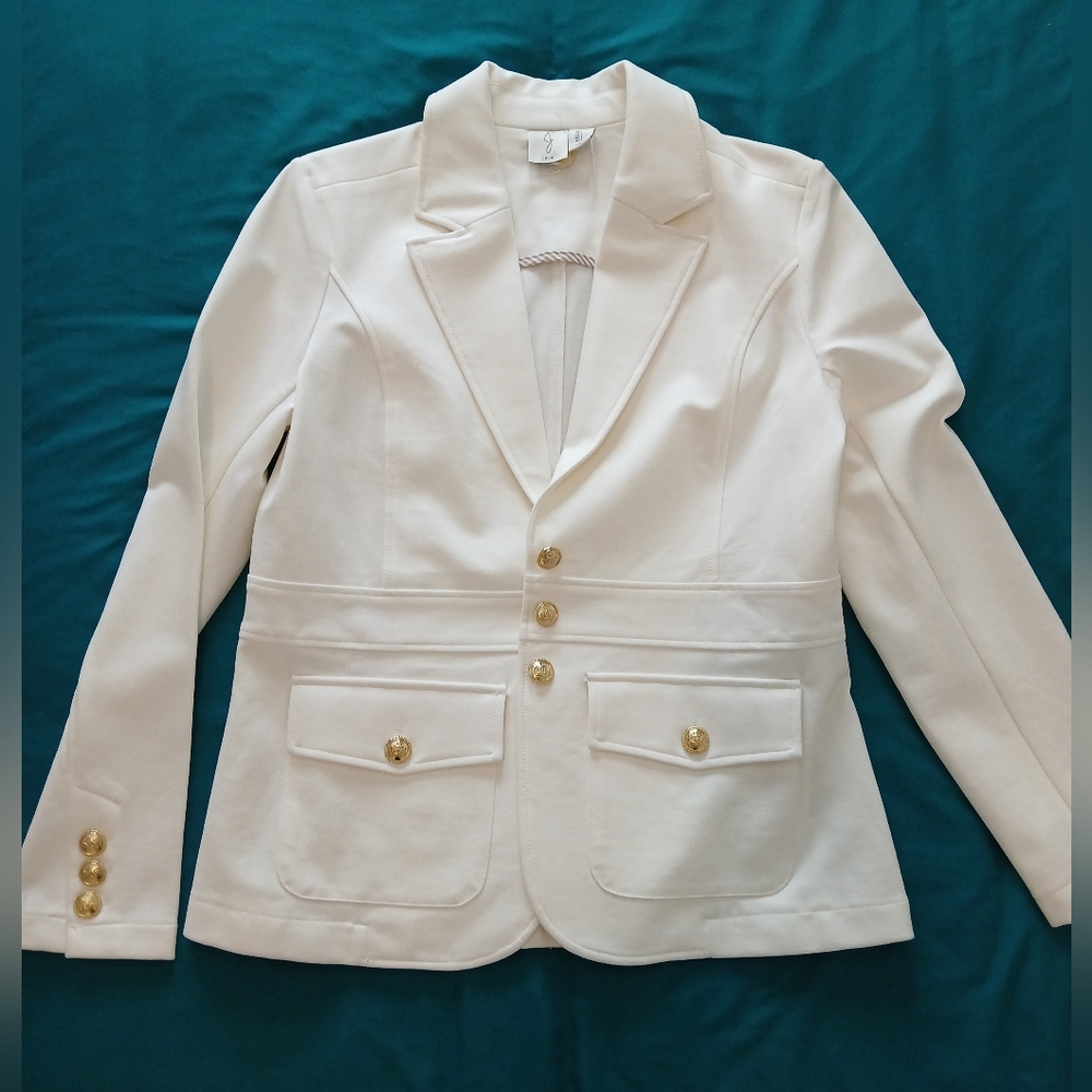 Cream Blazer with Gold Accents